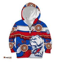 Custom Text And Number AFL Bulldogs Football Kid Hoodie Western Aboriginal Simple Style