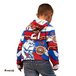 Custom Text And Number AFL Bulldogs Football Kid Hoodie Western Aboriginal Simple Style