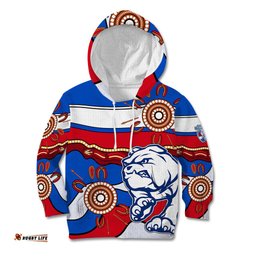 Custom Text And Number AFL Bulldogs Football Kid Hoodie Western Aboriginal Simple Style