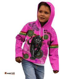 Custom Text and Number Panthers Hoodie KID Aboriginal with Lizard