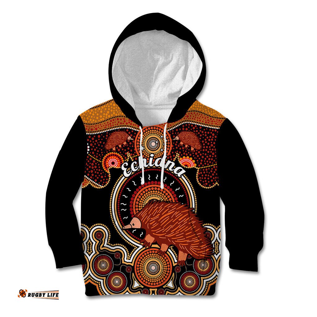 Personalised Australian Astrology Kid Hoodie Aboriginal Echidna Zodiac Sign
