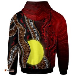 Aboriginal Zip Up Hoodie Aboriginal Flag Lizard Dot Painting Style For Kids