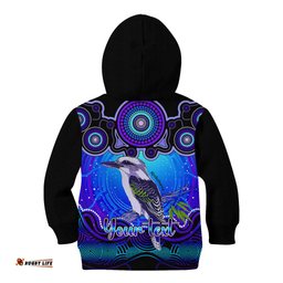 Personalised Australia Sagittarius Kookaburra Zodiac Kid Hoodie Auz Astrology Aboriginal Blue