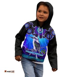 Personalised Australia Sagittarius Kookaburra Zodiac Kid Hoodie Auz Astrology Aboriginal Blue