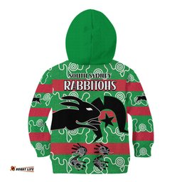NAIDOC Rabbitohs Rugby Kid Hoodie Go The Bunnies Aboriginal Dots
