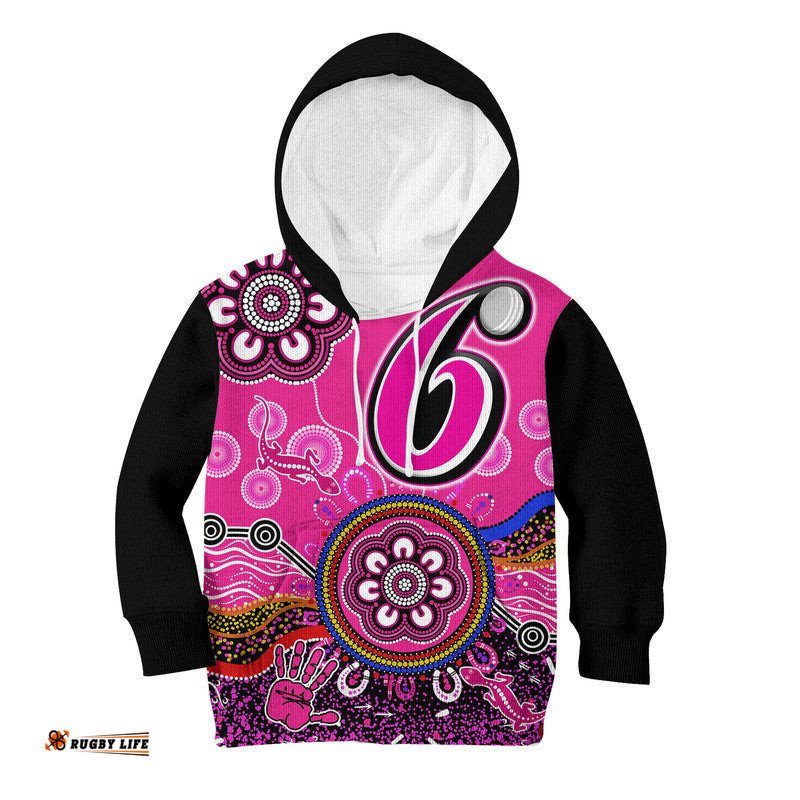 Sydney Sixers Kid Hoodie Cricket Indigenous Aboriginal Lizard Version