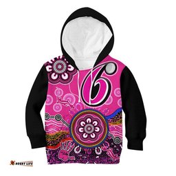 Sydney Sixers Kid Hoodie Cricket Indigenous Aboriginal Lizard Version