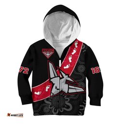 Essendon Football Hoodie KID Go Bombers 1872 Aboriginal Art