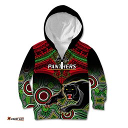 Panthers Rugby Kid Hoodie Penrith 1966 Aboriginal Mix Polynesian Pattern