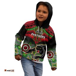 Panthers Rugby Kid Hoodie Penrith 1966 Aboriginal Mix Polynesian Pattern