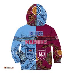 Blues and Maroons Rugby Kid Hoodie State of Origin NSW Combine Queensland Aboriginal 2023