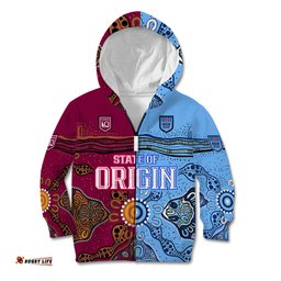 Blues and Maroons Rugby Kid Hoodie State of Origin NSW Combine Queensland Aboriginal 2023