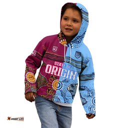 Blues and Maroons Rugby Kid Hoodie State of Origin NSW Combine Queensland Aboriginal 2023