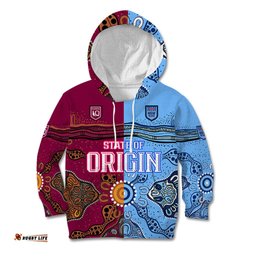 Blues and Maroons Rugby Kid Hoodie State of Origin NSW Combine Queensland Aboriginal 2023