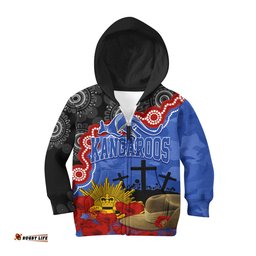 Kangaroos Football ANZAC 2023 Hoodie KID Aboriginal Mix Slouch Hat