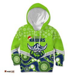 Custom Raiders Rugby Christmas Kid Hoodie Merry Xmas 2023 Mix Aboriginal Art
