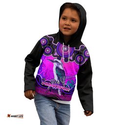 Personalised Australia Sagittarius Kookaburra Zodiac Kid Hoodie Auz Astrology Aboriginal Magenta