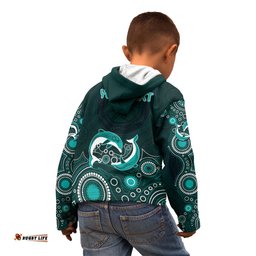 Australia Aboriginal Kid Hoodie Dolphin Green