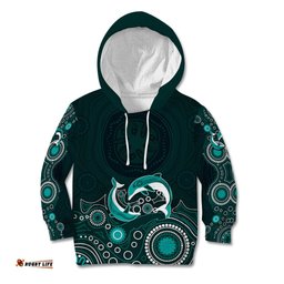 Australia Aboriginal Kid Hoodie Dolphin Green