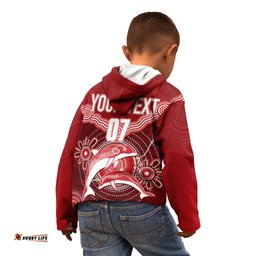 Personalised Dolphins Rugby Kid Hoodie Aboriginal Boomerang Artsy Style