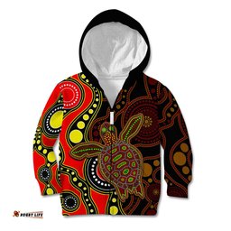 Aboriginal Turtle Kid Hoodie Red Style