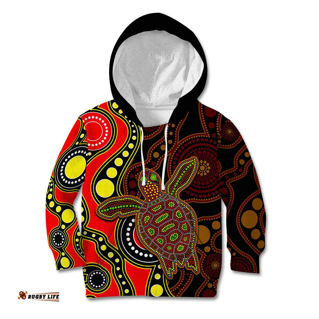 Aboriginal Turtle Kid Hoodie Red Style