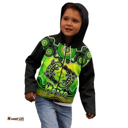 Personalised Australia Pisces Platypus Zodiac Kid Hoodie Auz Astrology Aboriginal Green