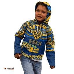 Eels Rugby Kid Hoodie Polynesian and Aboriginal Vibe