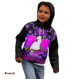 Personalised Australia Libra Cockatoo Zodiac Kid Hoodie Auz Astrology Aboriginal Magenta