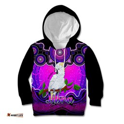 Personalised Australia Libra Cockatoo Zodiac Kid Hoodie Auz Astrology Aboriginal Magenta