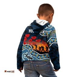 Custom Personalised Anzac Day NRL Titans Kid Hoodie Aboriginal Lizard Patterns