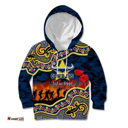 Custom Personalised Anzac Day NRL Cowboys Kid Hoodie Aboriginal Lizard Patterns