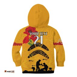 Australia Matildas Soccer ANZAC Custom Kid Hoodie Gallipoli Soldier With Aboriginal Dots Art
