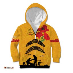 Australia Matildas Soccer ANZAC Custom Kid Hoodie Gallipoli Soldier With Aboriginal Dots Art
