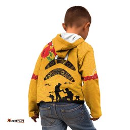 Australia Matildas Soccer ANZAC Custom Kid Hoodie Gallipoli Soldier With Aboriginal Dots Art