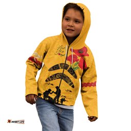 Australia Matildas Soccer ANZAC Custom Kid Hoodie Gallipoli Soldier With Aboriginal Dots Art
