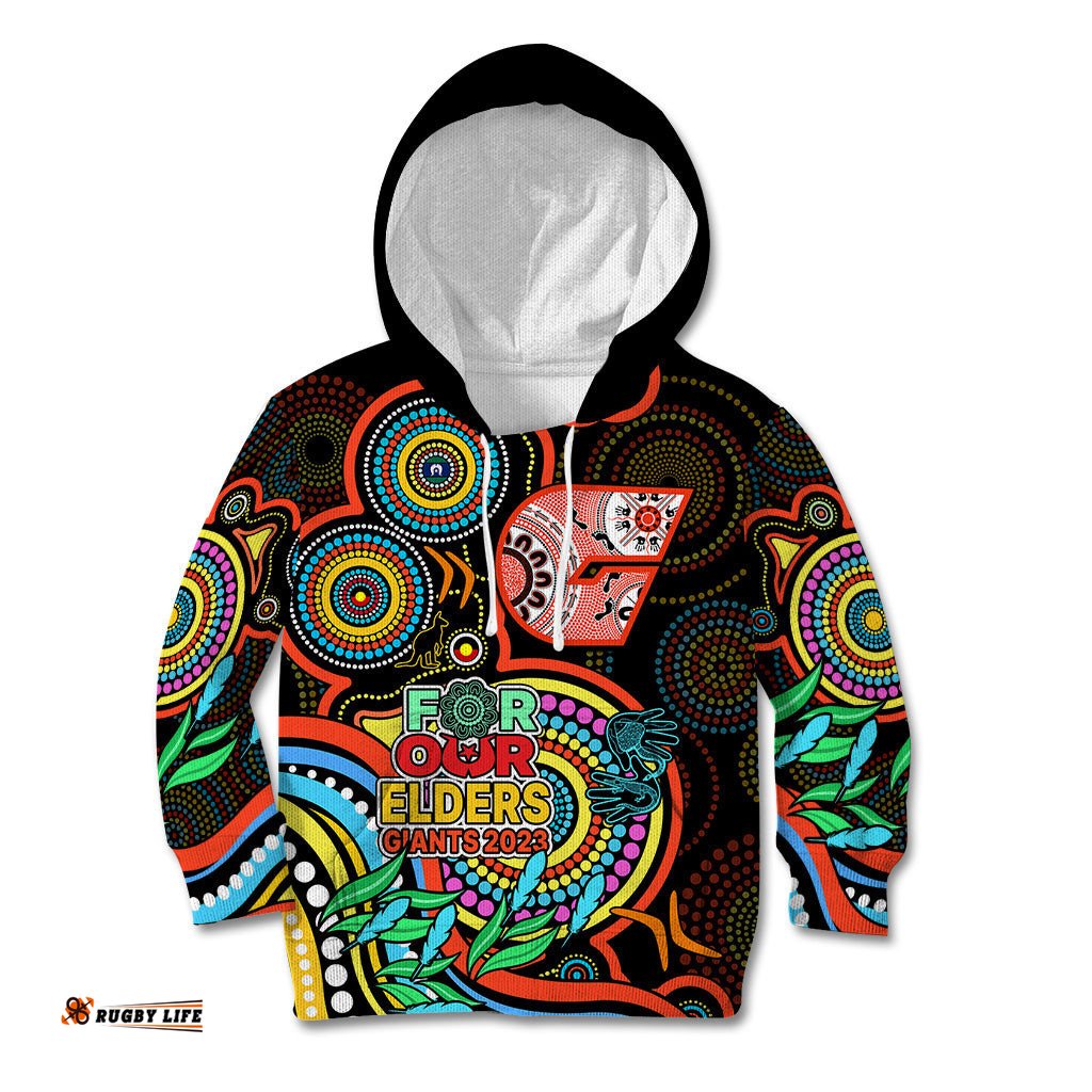 Custom Giants Football Aboriginal Art Kid Hoodie NAIDOC Indigenous Tribal