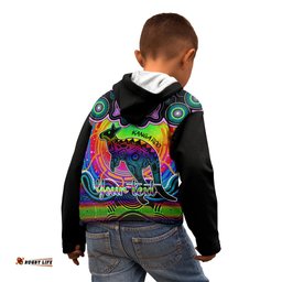 Personalised Australia Aries Kangaroo Zodiac Kid Hoodie Auz Astrology Aboriginal Rainbow