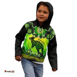 Personalised Australia Aries Kangaroo Zodiac Kid Hoodie Auz Astrology Aboriginal Green