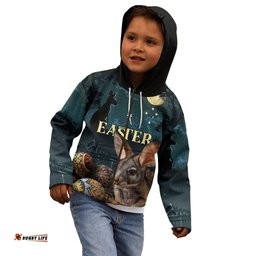 Australia Easter 2024 Kid Hoodie Bunny With Aboriginal Eggs At Starry Night