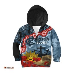 The Blues Football ANZAC 2023 Hoodie KID Aboriginal Mix Slouch Hat
