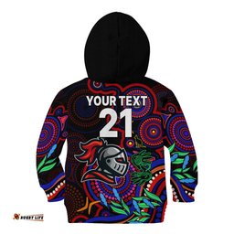 Custom Knights Rugby Aboriginal Art Kid Hoodie NAIDOC Indigenous Tribal