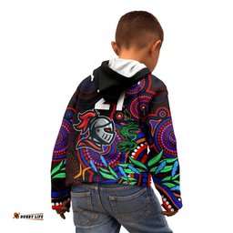 Custom Knights Rugby Aboriginal Art Kid Hoodie NAIDOC Indigenous Tribal