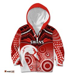 Sydney Swans Football Kid Hoodie Go Swannies Aboriginal Mix Polynesian Pattern