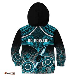 Port Adelaide Football Kid Hoodie Power Aboriginal Mix Polynesian Pattern