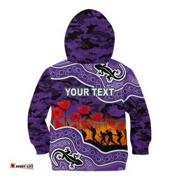 Custom Personalised Anzac Day NRL Storm Kid Hoodie Aboriginal Lizard Patterns