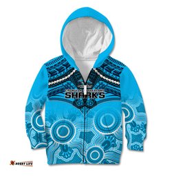 Sharks Rugby Kid Hoodie Go Sharkies Aboriginal Mix Polynesian Pattern