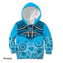 Sharks Rugby Kid Hoodie Go Sharkies Aboriginal Mix Polynesian Pattern