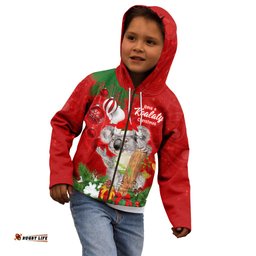Koala Lover Kid Hoodie Australia Merry Christmas Aboriginal