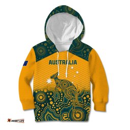 Custom Australia Rugby Kid Hoodie Wallabies Aboriginal Pattern